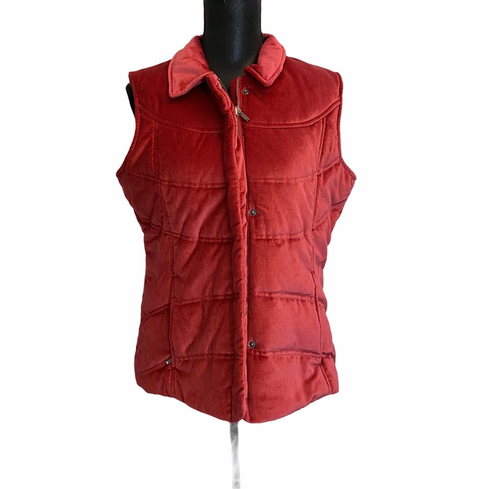 Eddie Bauer Quilted Vest Red Large Zippered